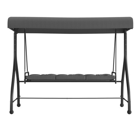 Flash Furniture Gray 3-Seater Convertible Canopy Patio Swing/Bed TLH-007-GY-GG